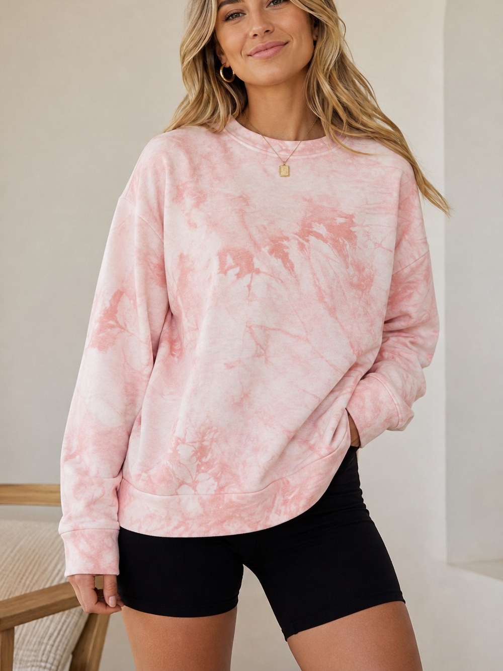 ALLFENIX Pink Tie Dye Crewneck Sweatshirt Size Small Cotton Blend Pull